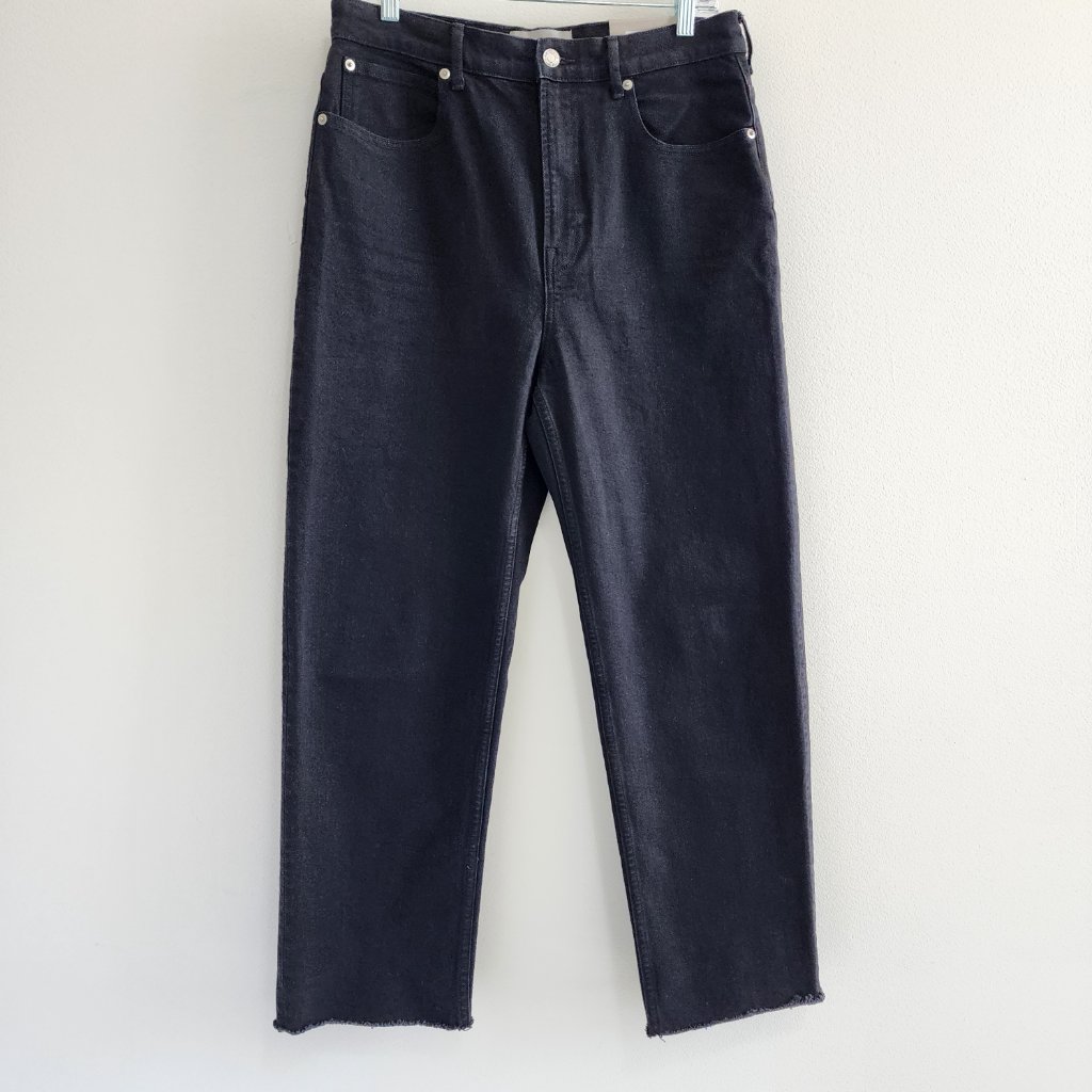Everlane Jeans Womens 30 Black Straight High Rise Stretch Crop Denim Cotton